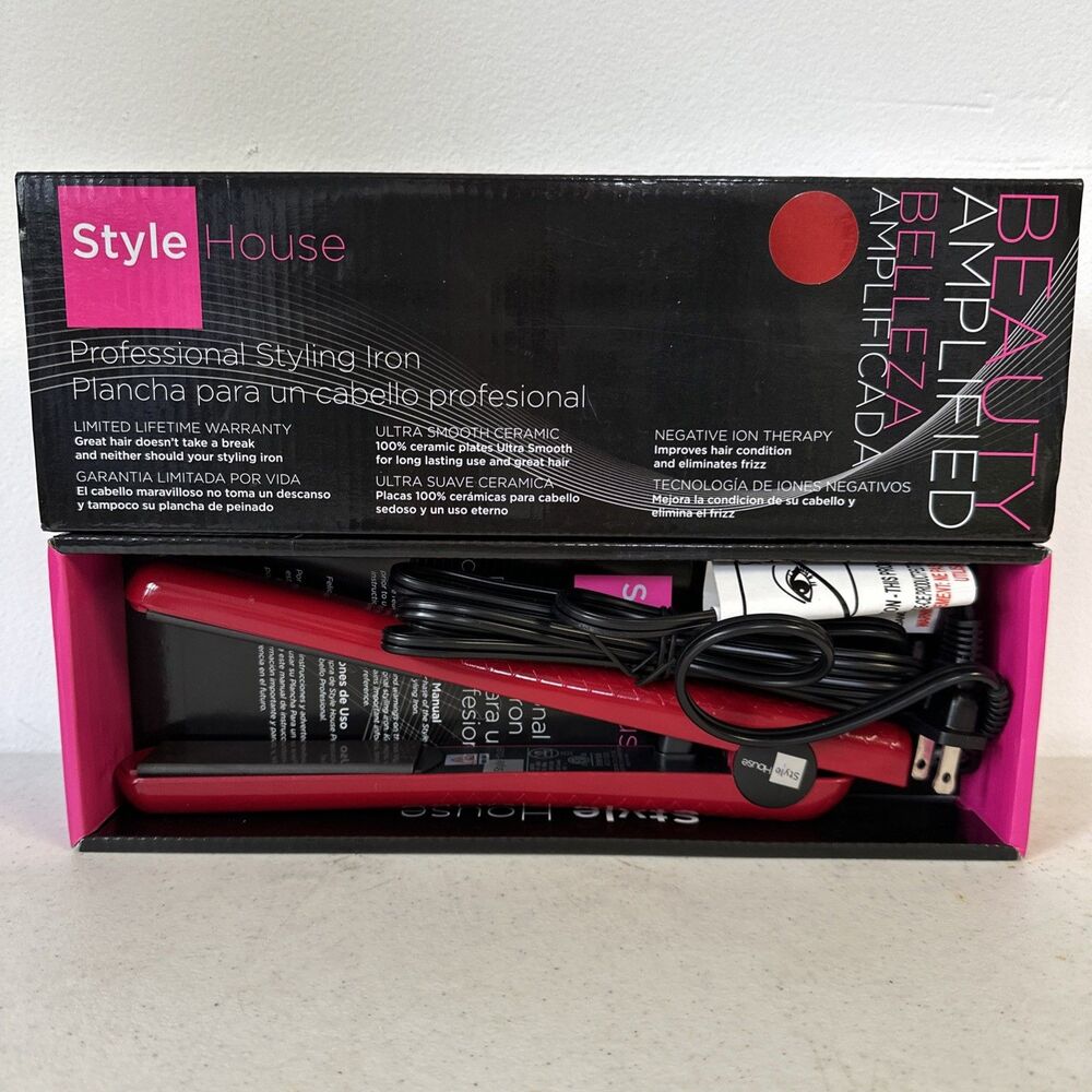 Beauty Amplified‎ Style House 1 in Professional Red Styling Iron Ceramic Ion
